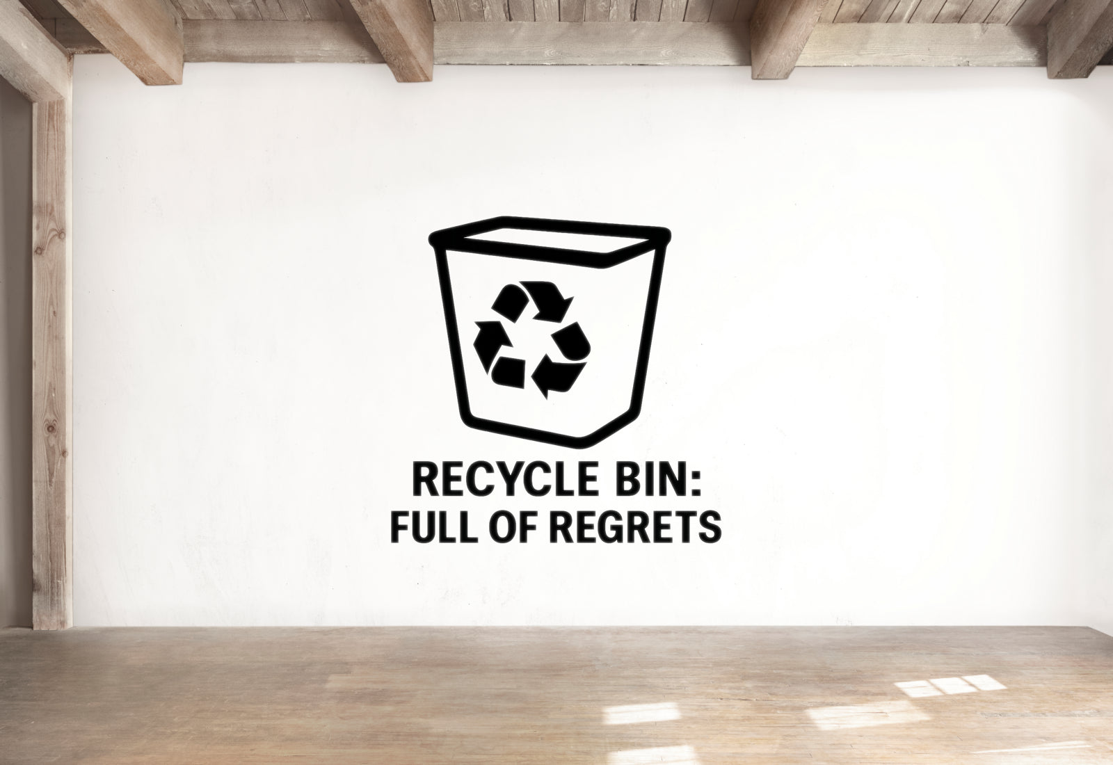 Recycle Bin: Full Of Regrets - Computer Desktop Wall Decal Vinyl Sticker Removable