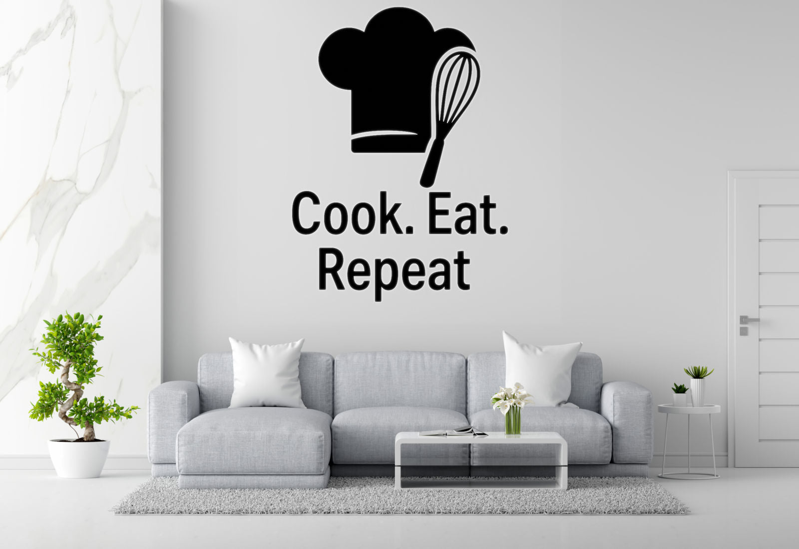 Cook Eat Repeat Removable Vinyl Decal for Indoor Walls