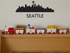 Cityscape Seattle with Text Vinyl Decal Removable Matte Finish Skyline Decore for Indoor Walls