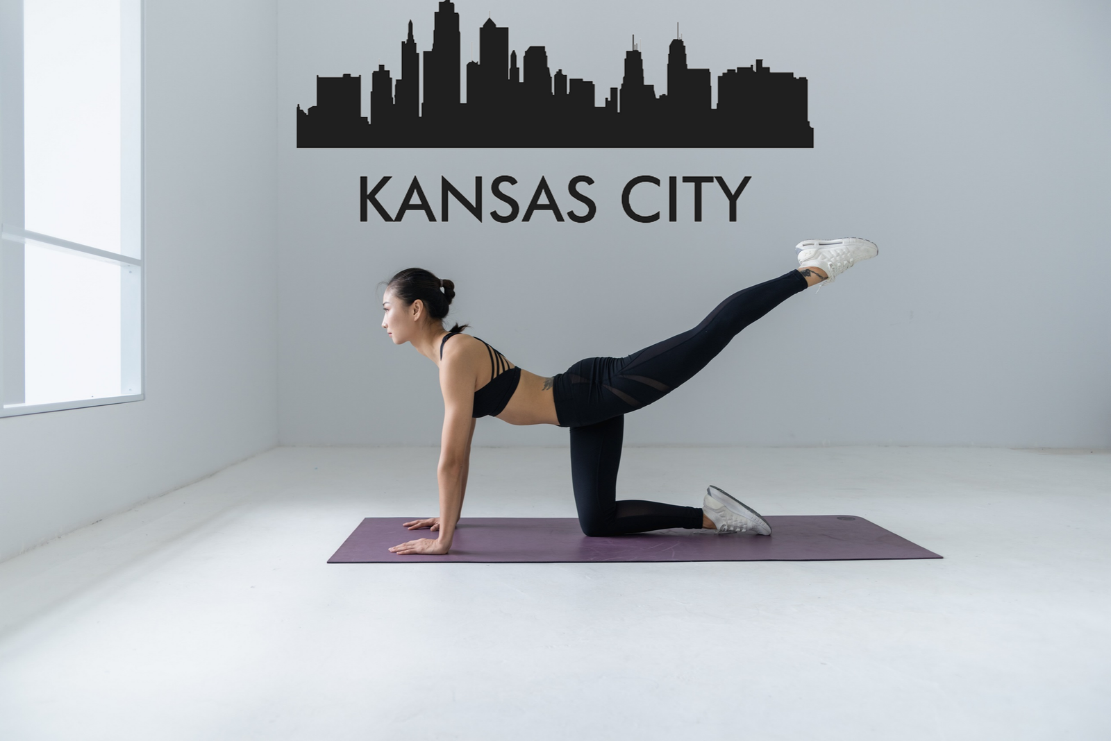 Cityscape Kansas City with Text Vinyl Decal Removable Matte Finish Skyline Decore for Indoor Walls