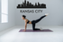 Cityscape Kansas City with Text Vinyl Decal Removable Matte Finish Skyline Decore for Indoor Walls
