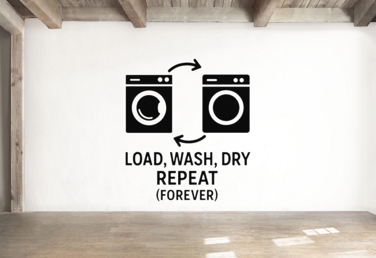 Load, Wash, Dry, Repeat (Forever) - Funny Laundry Room Wall Decal Vinyl Sticker Removable