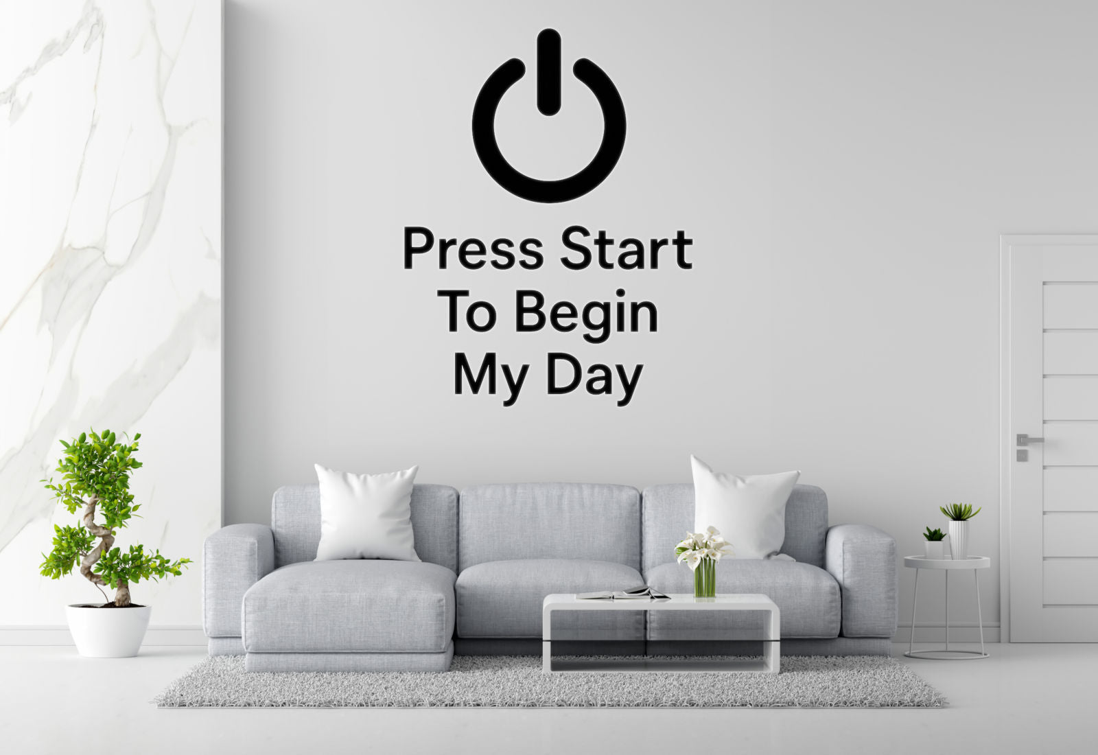 Press Start To Begin My Day - Funny Gamer Wall Decal Vinyl Sticker Removable