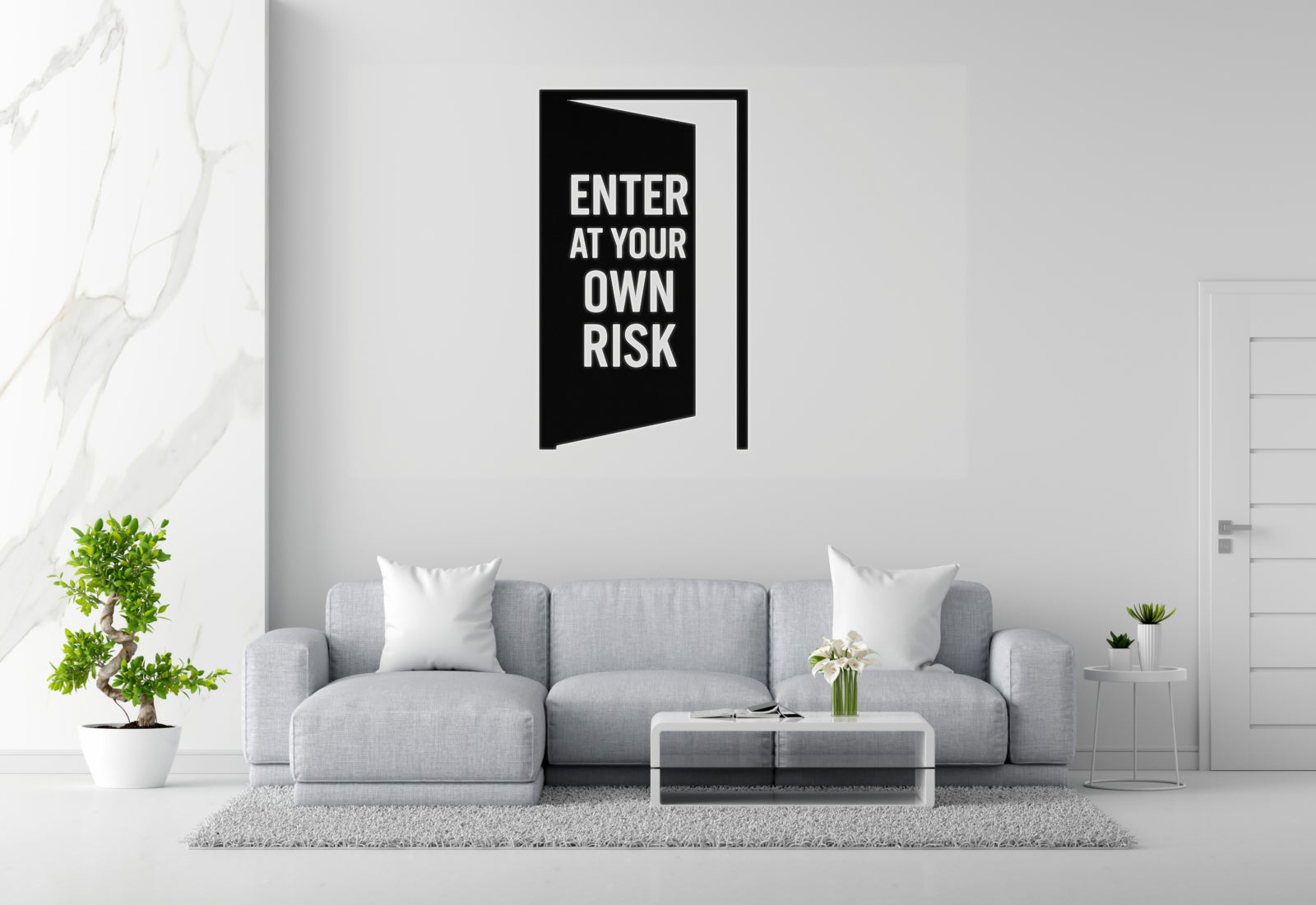 Enter At Your Own Risk - Door Warning Wall Decal Vinyl Sticker Removable