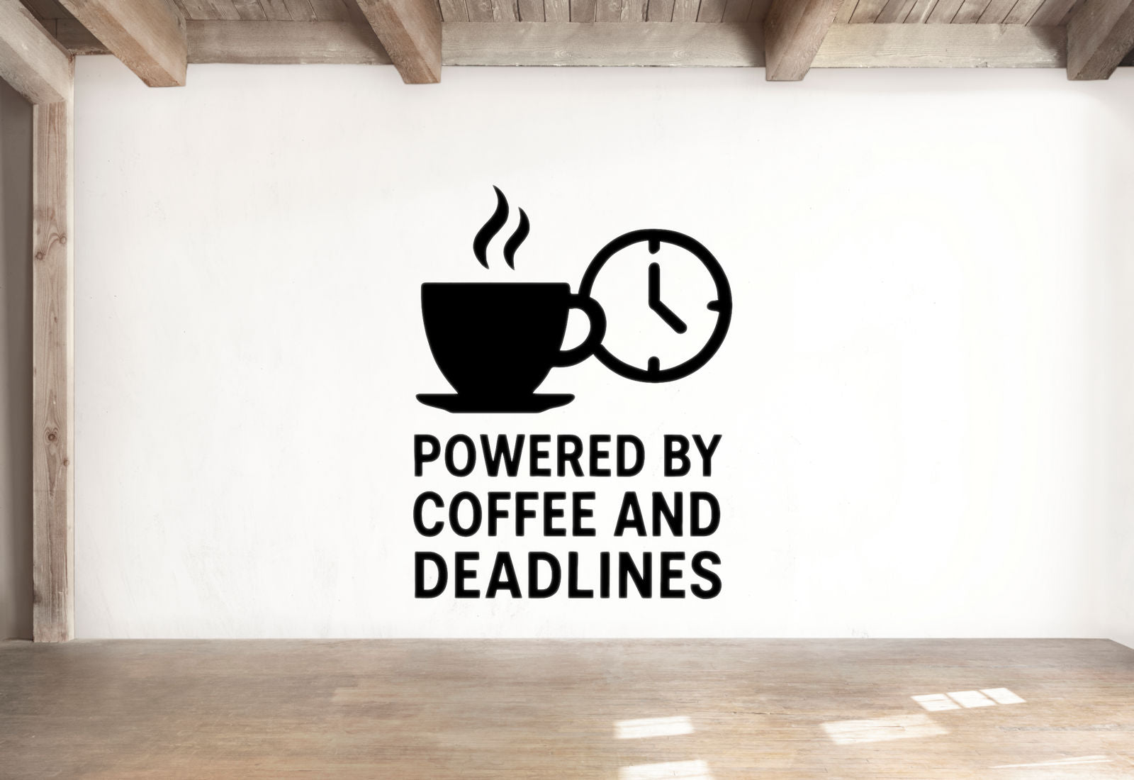 Powered by Coffee and Deadlines - Funny Home Office Wall Decal Vinyl Sticker Removable