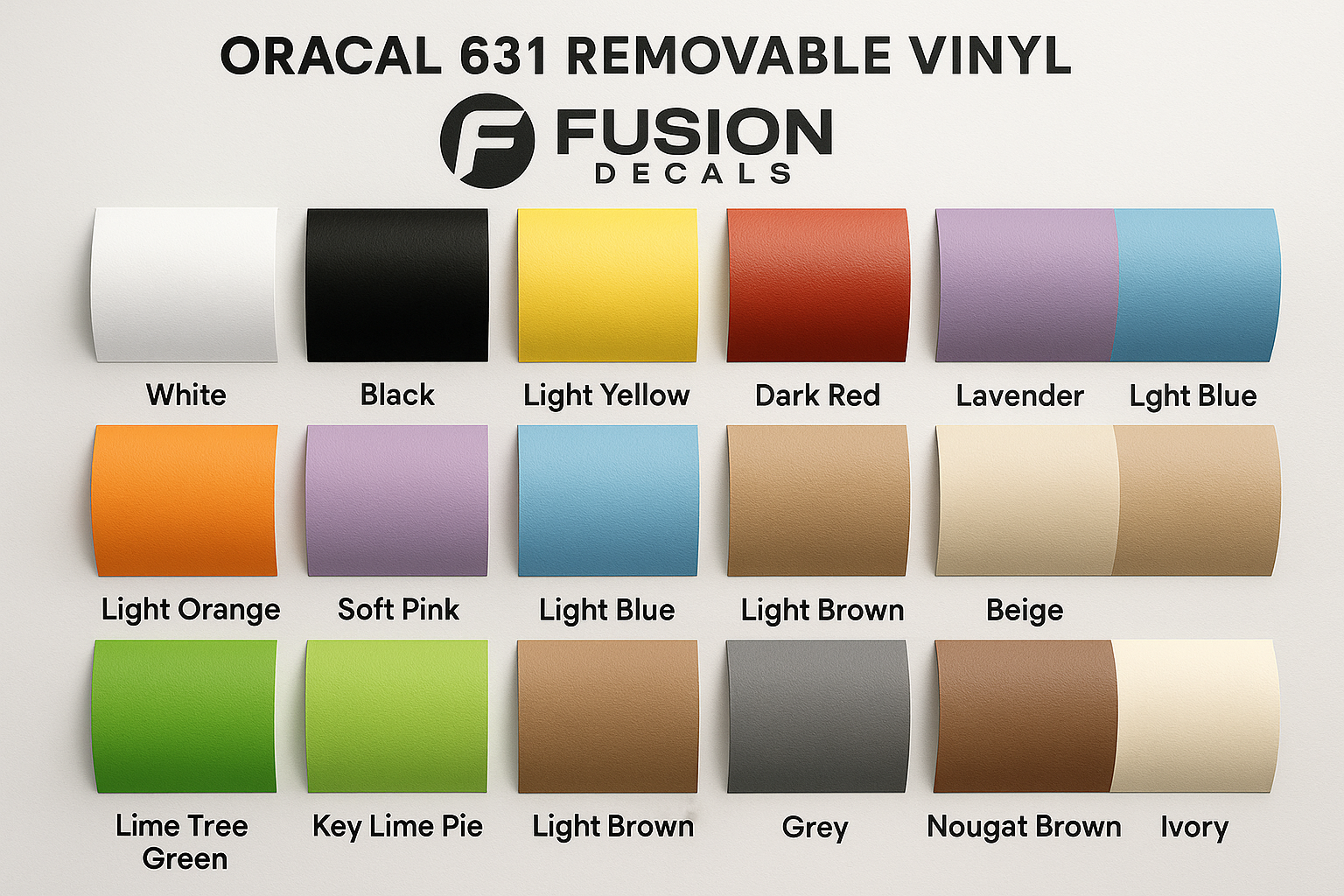 a collection of twelve different colored removable vinyl decals, each with a unique color and pattern. The decals are arranged in a grid format, with four rows and three columns, showcasing a variety of colors and designs.