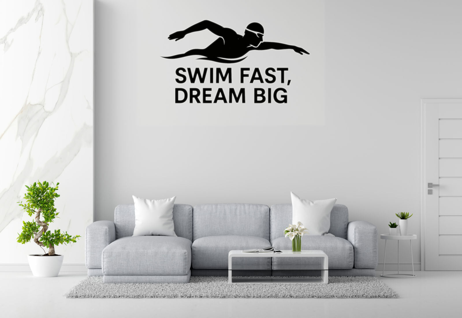 Swim Fast, Dream Big - Swimming Sports Wall Decal Vinyl Sticker Removable