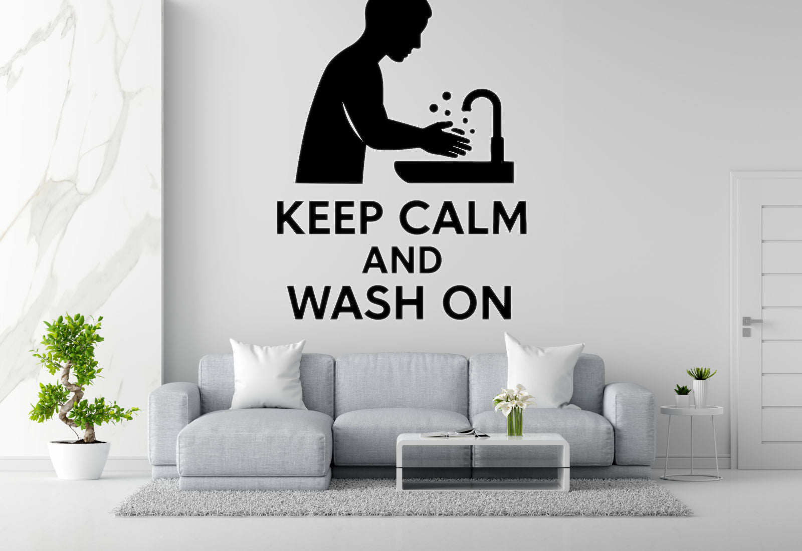 Keep Calm and Wash On - Funny Bathroom Wall Decal Vinyl Sticker Removable