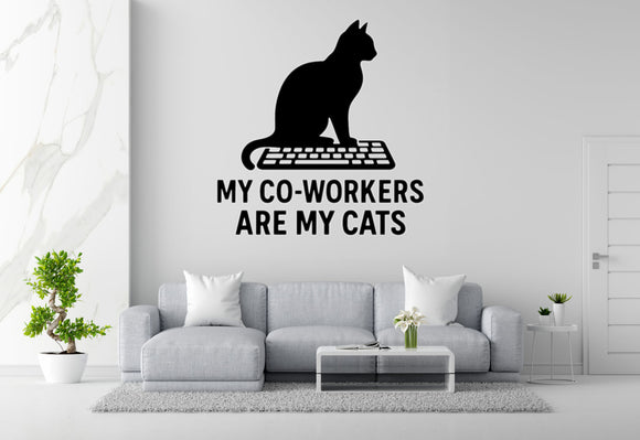 a wall decal with a cat silhouette and the text 