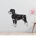 a black and white dog wall decal on a white wall