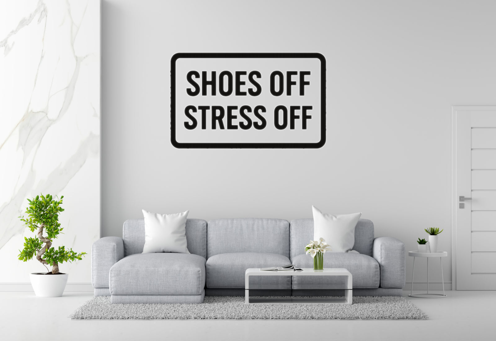 Shoes Off Stress Off - Welcome Mat Wall Decal Vinyl Sticker Removable
