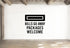 a large black text logo on a white wall that reads "BILLS GO AWAY PACKAGES WELCOME".