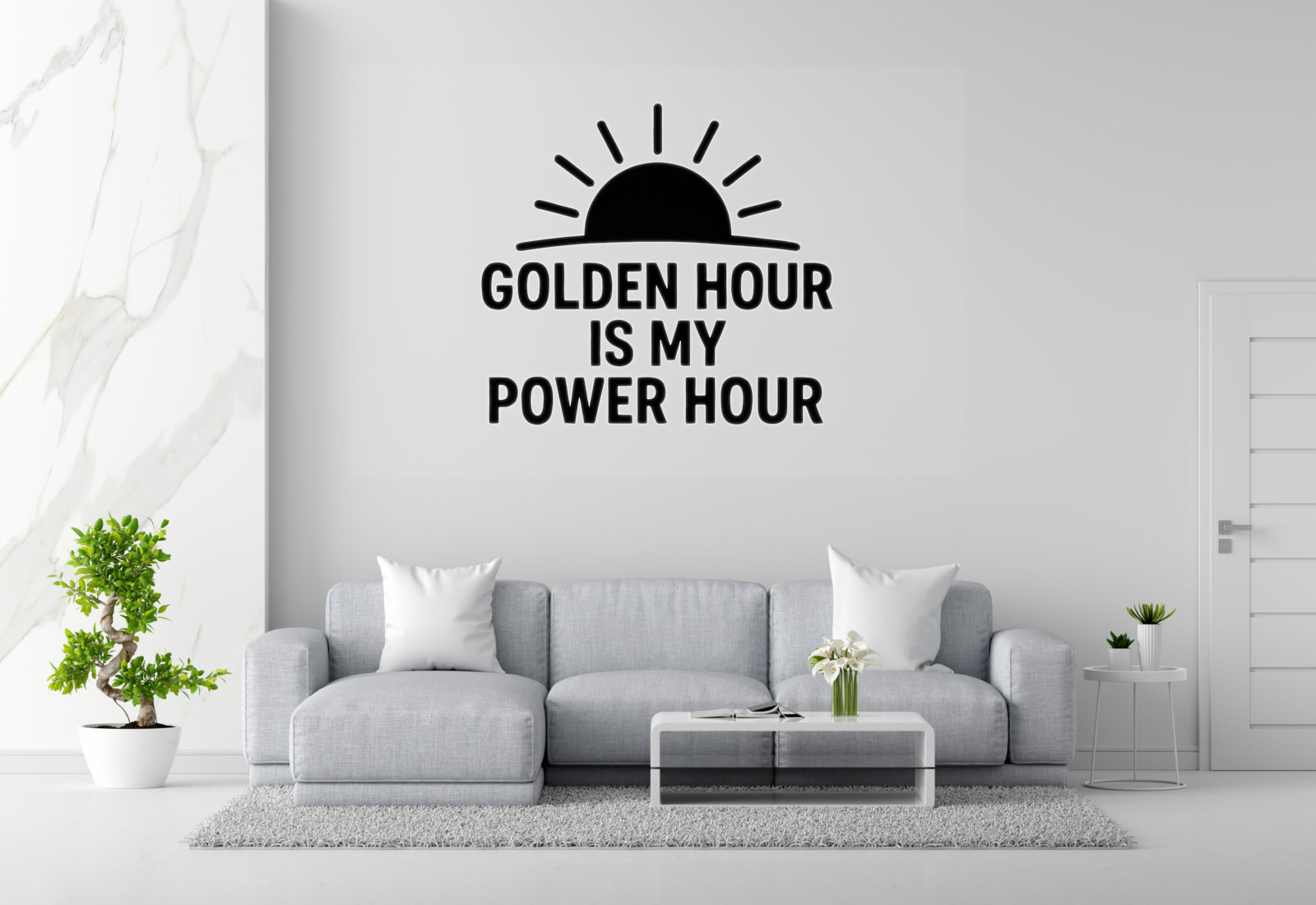 Golden Hour Wall Decal - Sunrise Sunset Silhouette Vinyl Sticker | Removable Power Hour Art