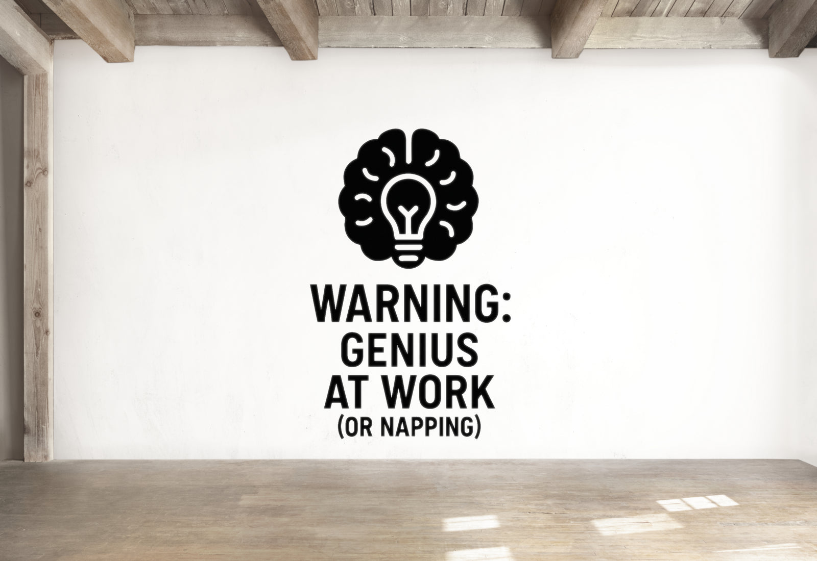 Warning: Genius at Work (or Napping) - Home Office Wall Decal Vinyl Sticker Removable