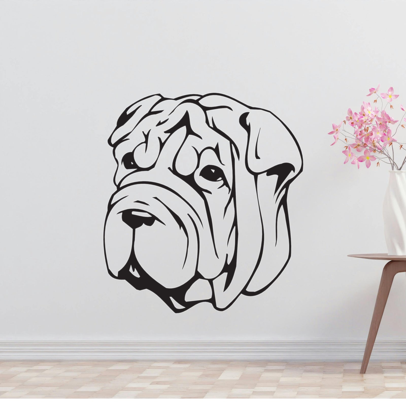 Shar Pei Dog Removable Vinyl Decal Matte Finish Home Decor for Indoor Walls