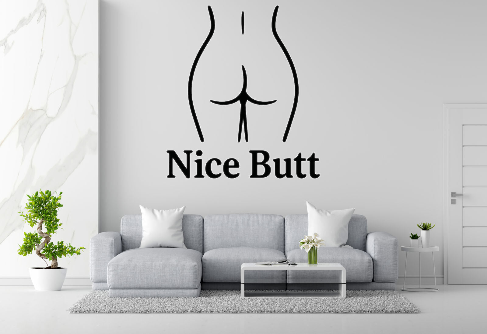 Nice Butt - Funny Bathroom Wall Decal Vinyl Sticker Removable