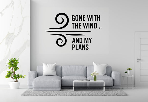 Wind Swirl Wall Decal - Gone With The Wind... And My Plans | Easy Apply Vinyl Sticker