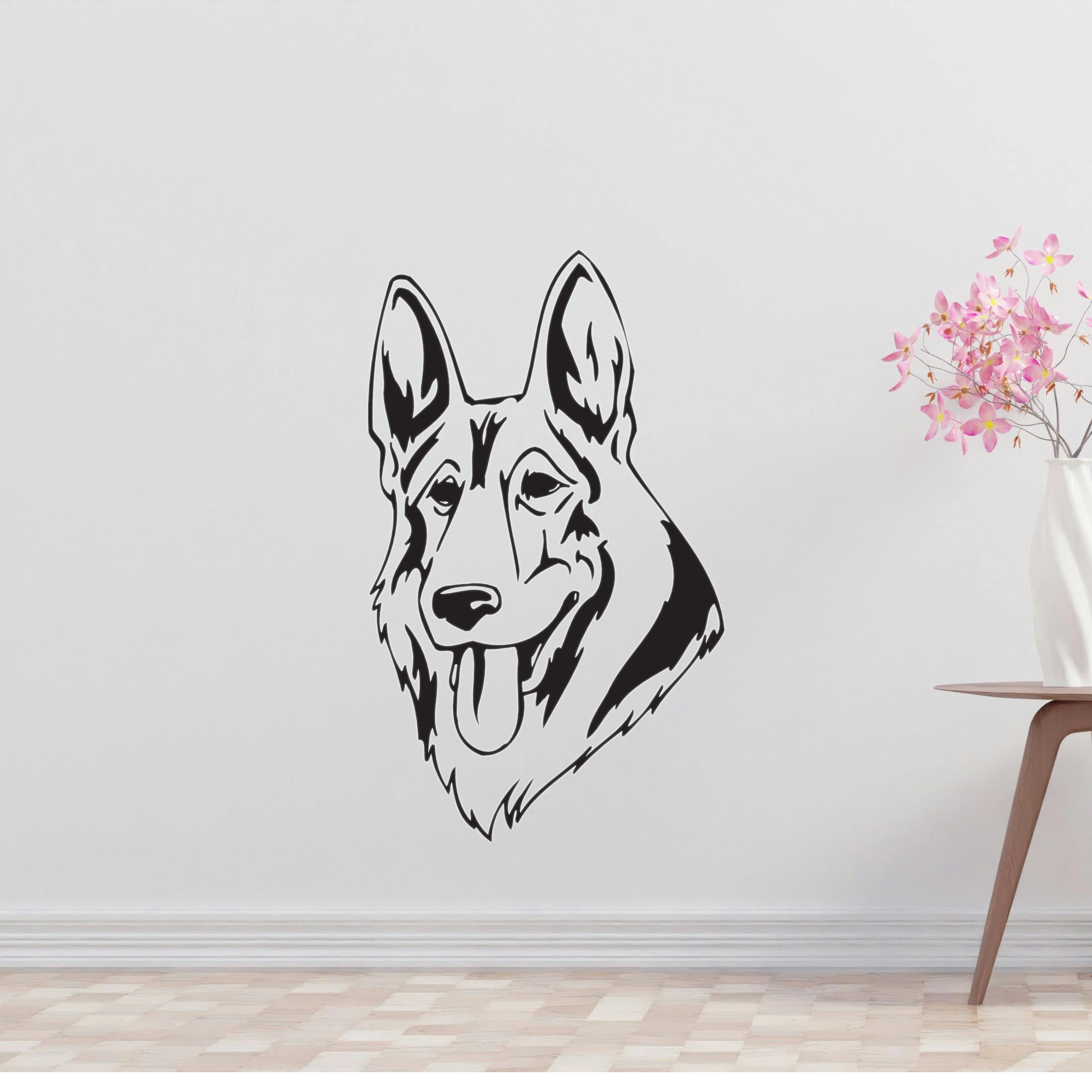 German Shepherd Dog Removable Vinyl Decal Matte Finish Home Decor for Indoor Walls