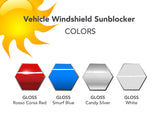 a white background with a sun and four different colors