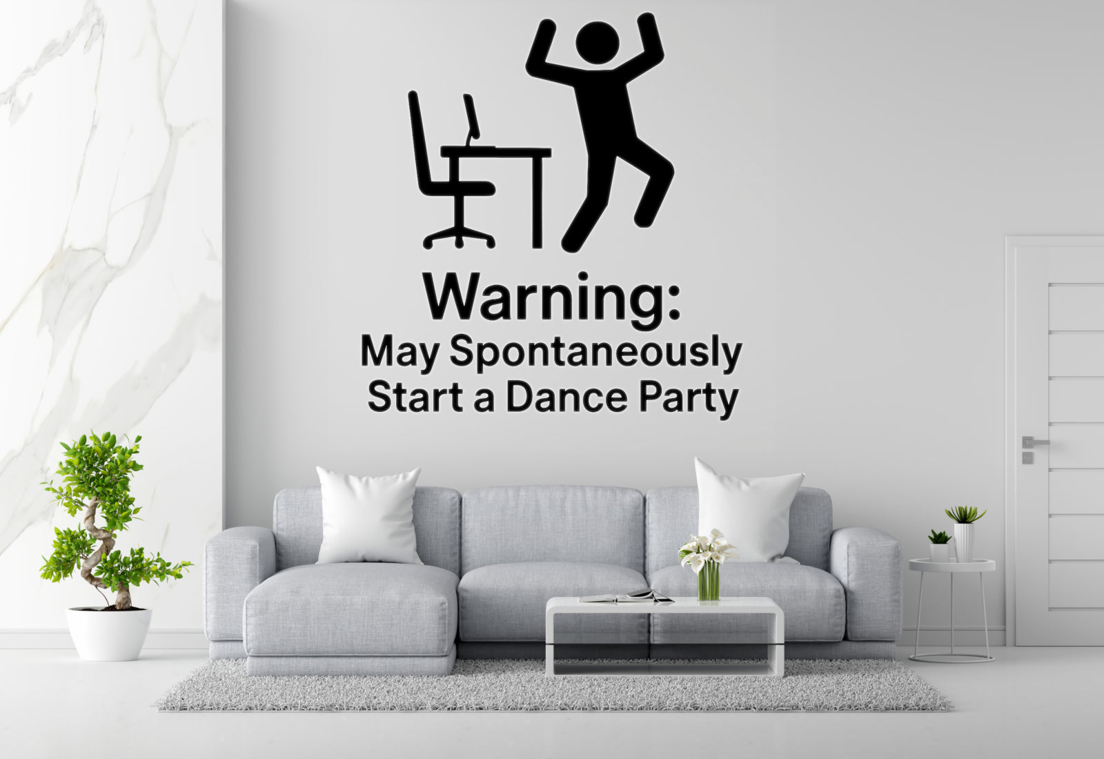 Warning: May Spontaneously Start a Dance Party - Home Office Wall Decal Vinyl Sticker Removable