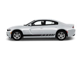 a white car with a black stripe on it