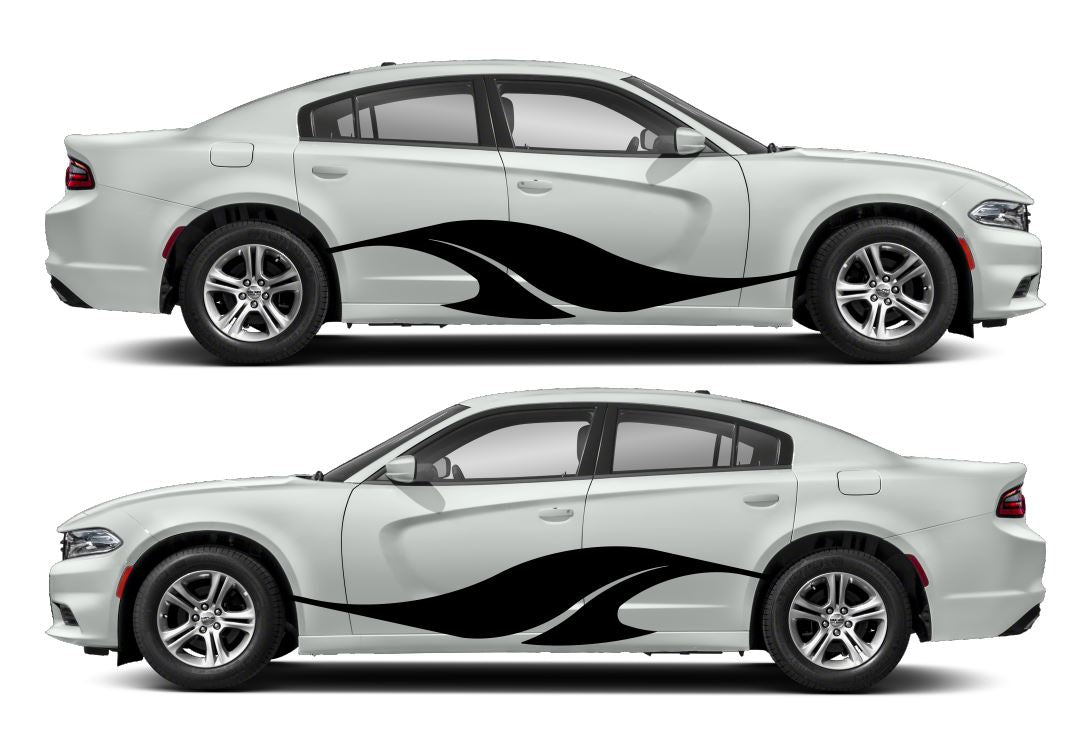 Wave Flow Side Livery Air Release Vinyl Decal Kit #7 Fits Dodge Charger 2011-2023 Fusion Decals
