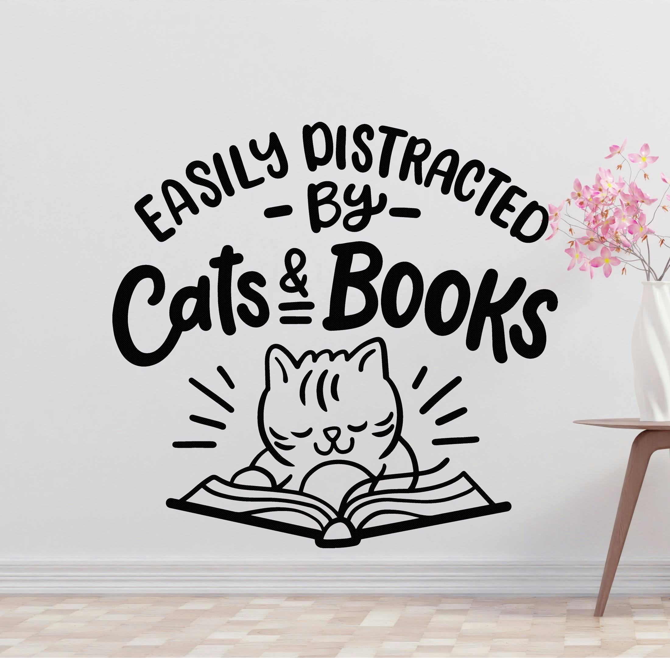 Cat butterfly Removable Vinyl Decal for Interior Walls