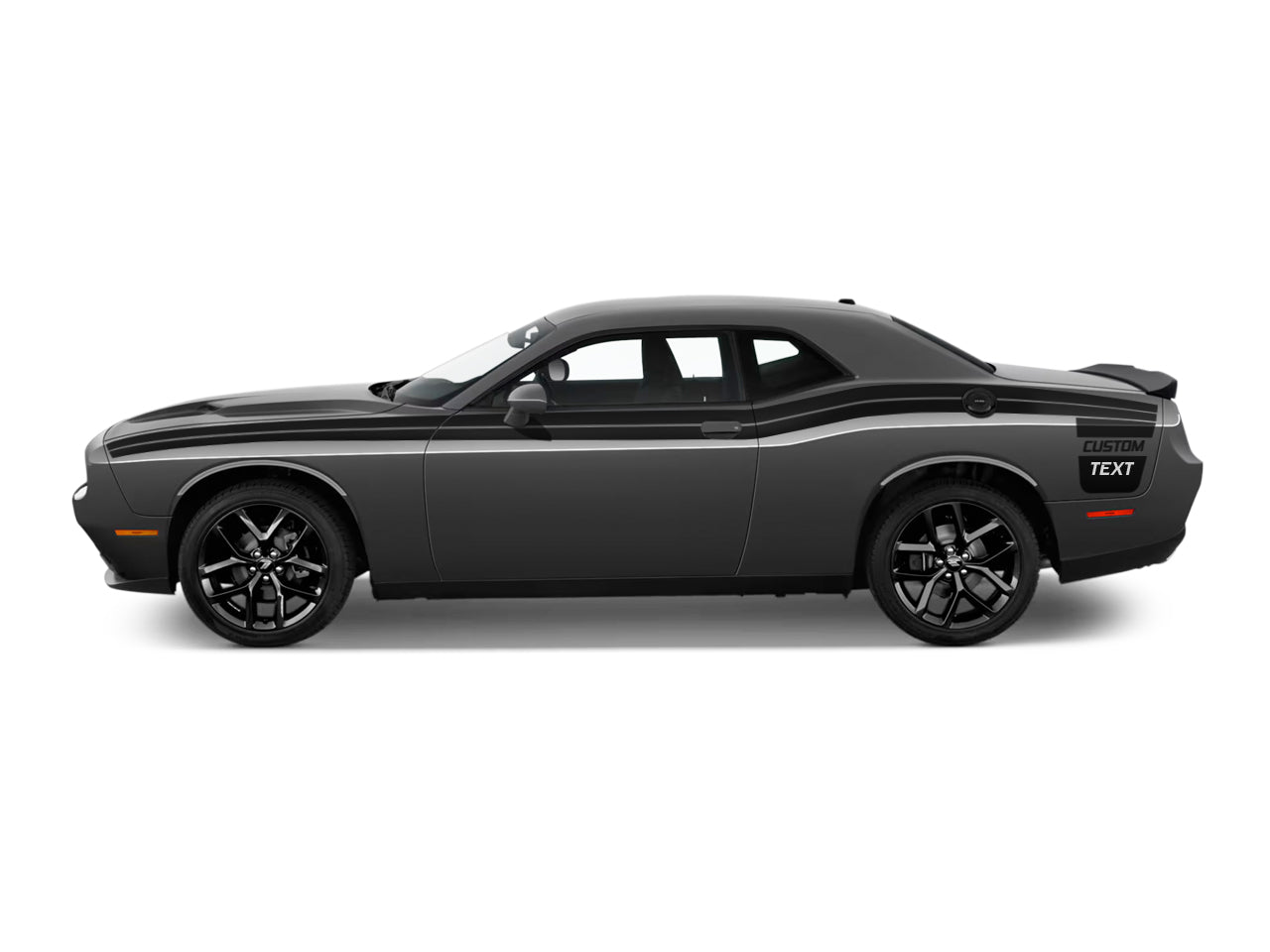 Extended Side Double Stripes Custom Text Vinyl Livery Kit Fits Dodge Challenger 2015 - 2023