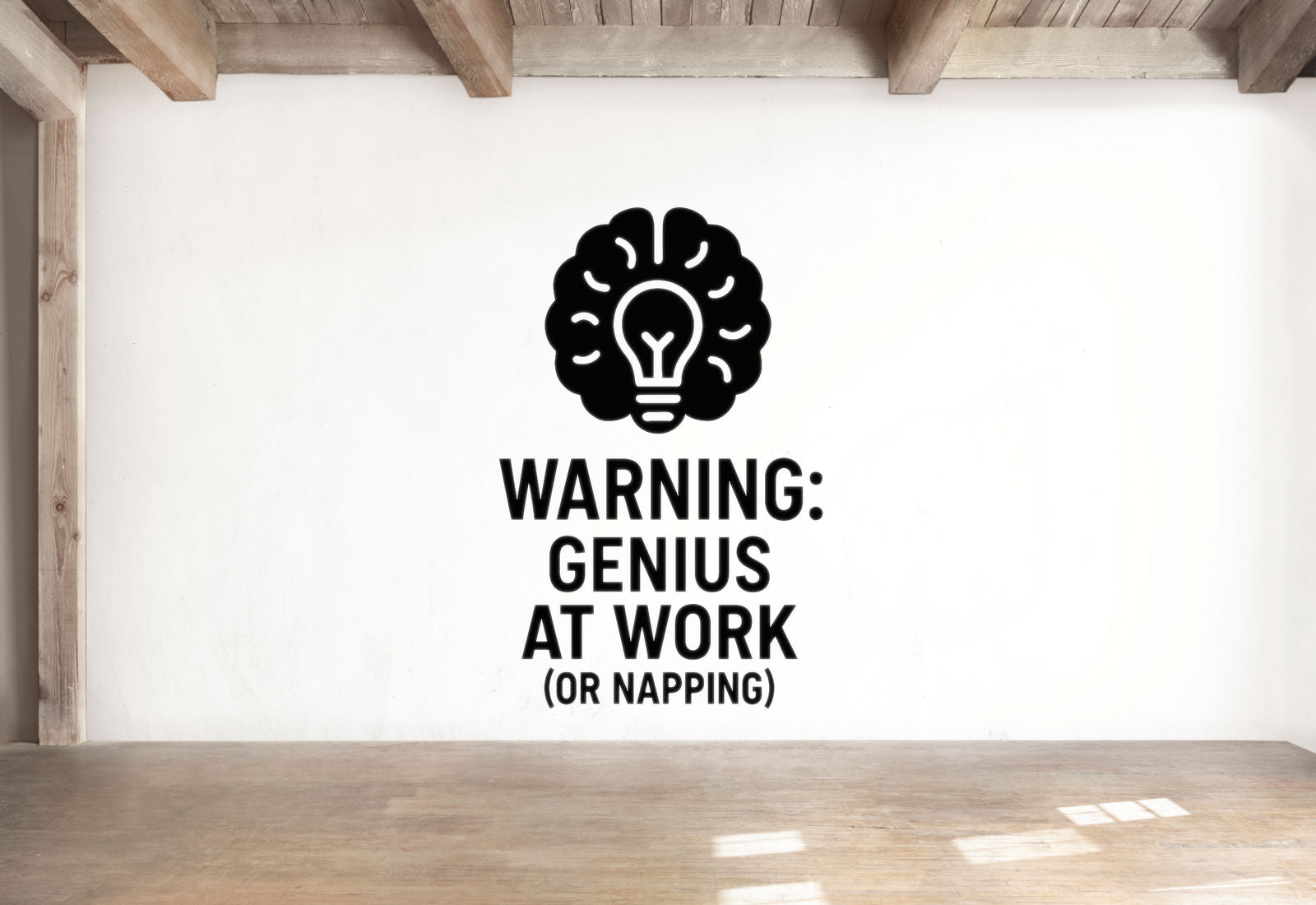 Warning: Genius at Work (or Napping) - Funny Home Office Wall Decal Vinyl Sticker Removable