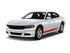 a white car with a red stripe on it