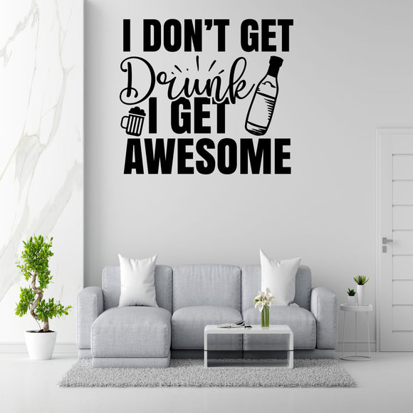 a wall with a large black and white text graphic that says 