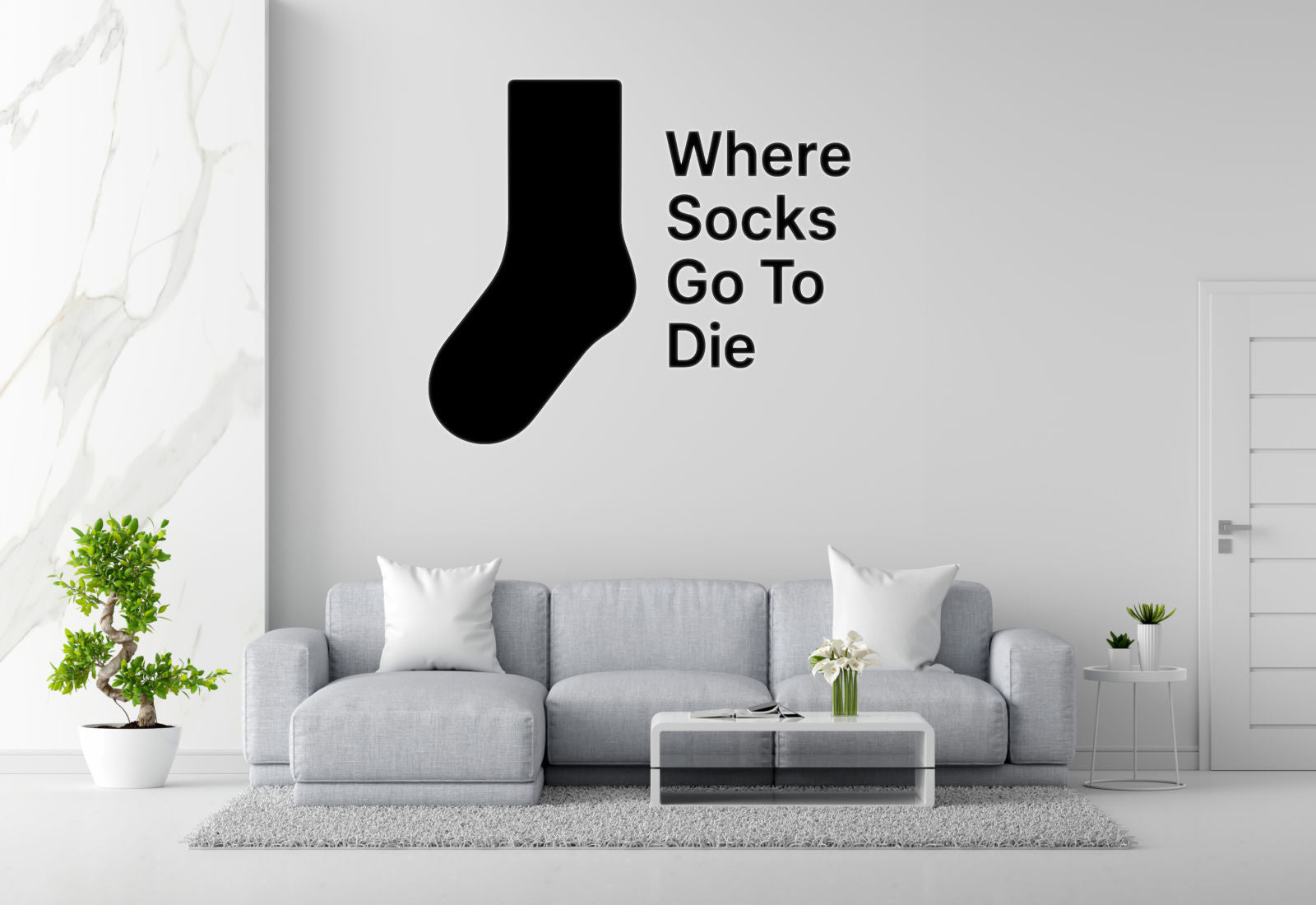 Where Socks Go To Die - Funny Laundry Room Wall Decal Vinyl Sticker Removable