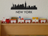 Cityscape New York City with Text Vinyl Decal Removable Matte Finish Skyline Decore for Indoor Walls
