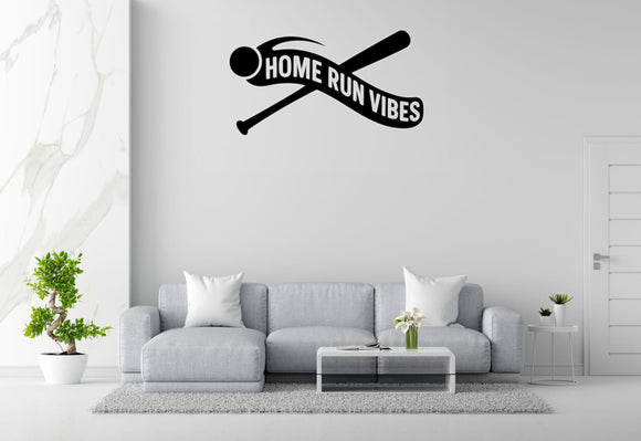 Home Run Vibes - Baseball Sports Wall Decal Vinyl Sticker Removable