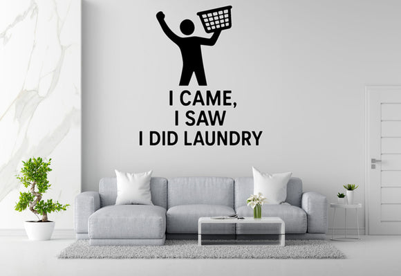 I Came, I Saw, I Did Laundry - Funny Laundry Room Wall Decal Vinyl Sticker Removable