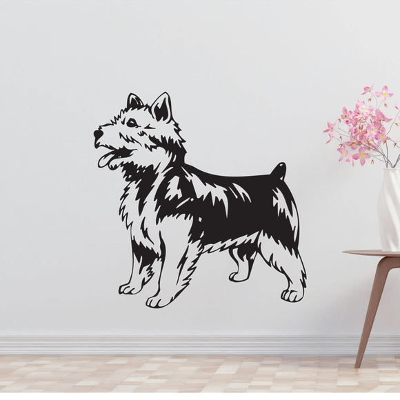 a black and white wall decal of a dog
