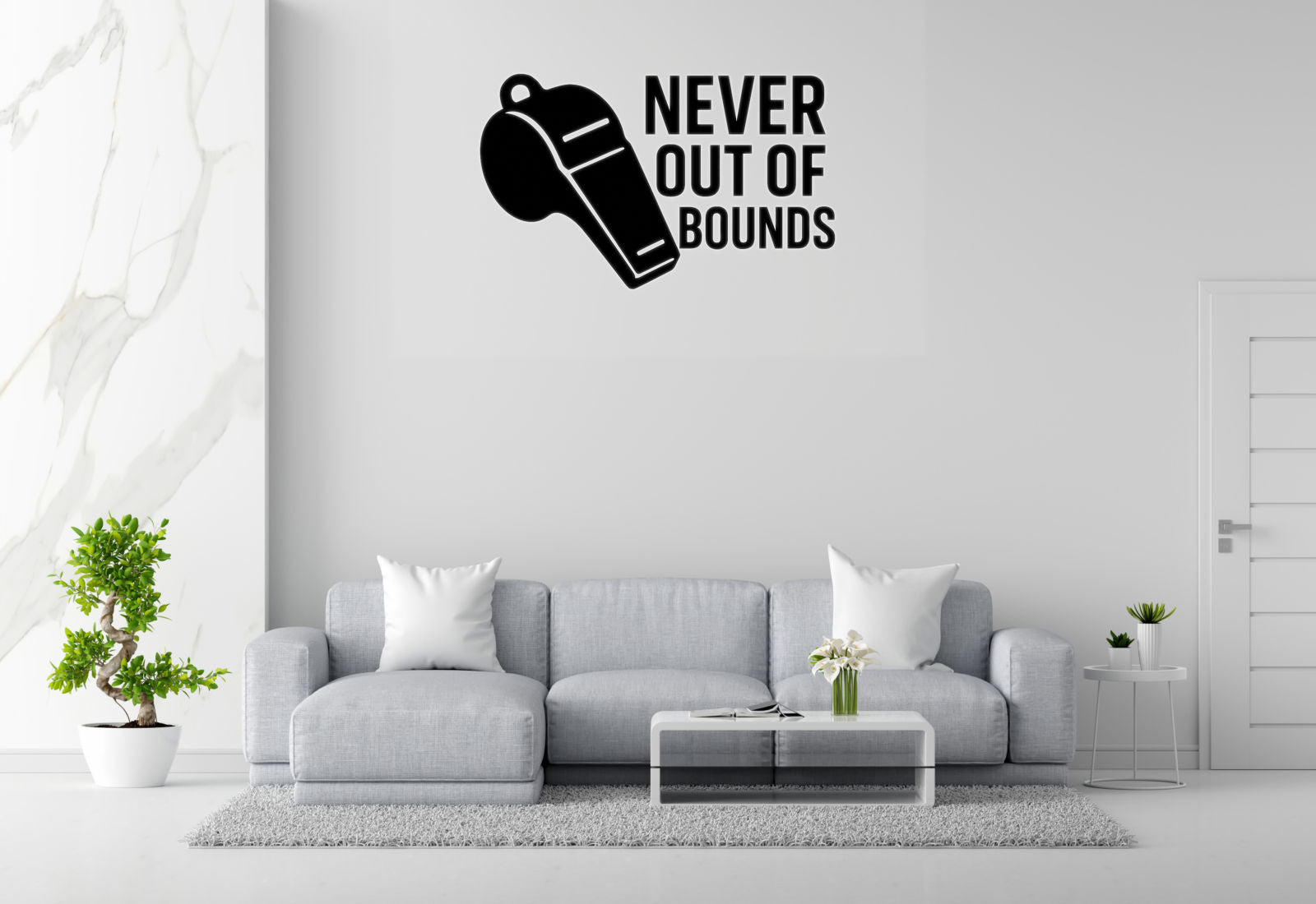 Never Out of Bounds - Sports Motivation Wall Decal Vinyl Sticker Removable