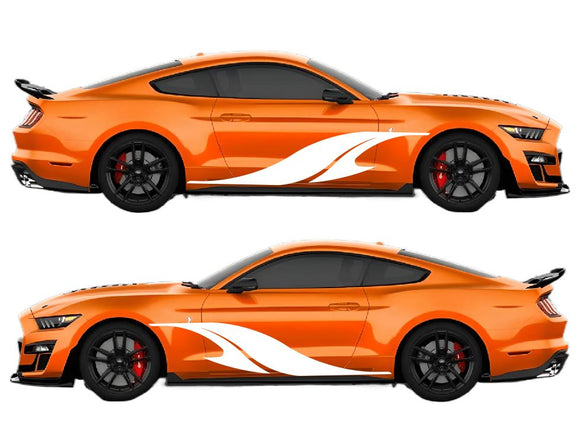 Curved Swoosh Air Release Livery Kit #10 Fits Ford Mustang 2015 - 2023 Fusion Decals