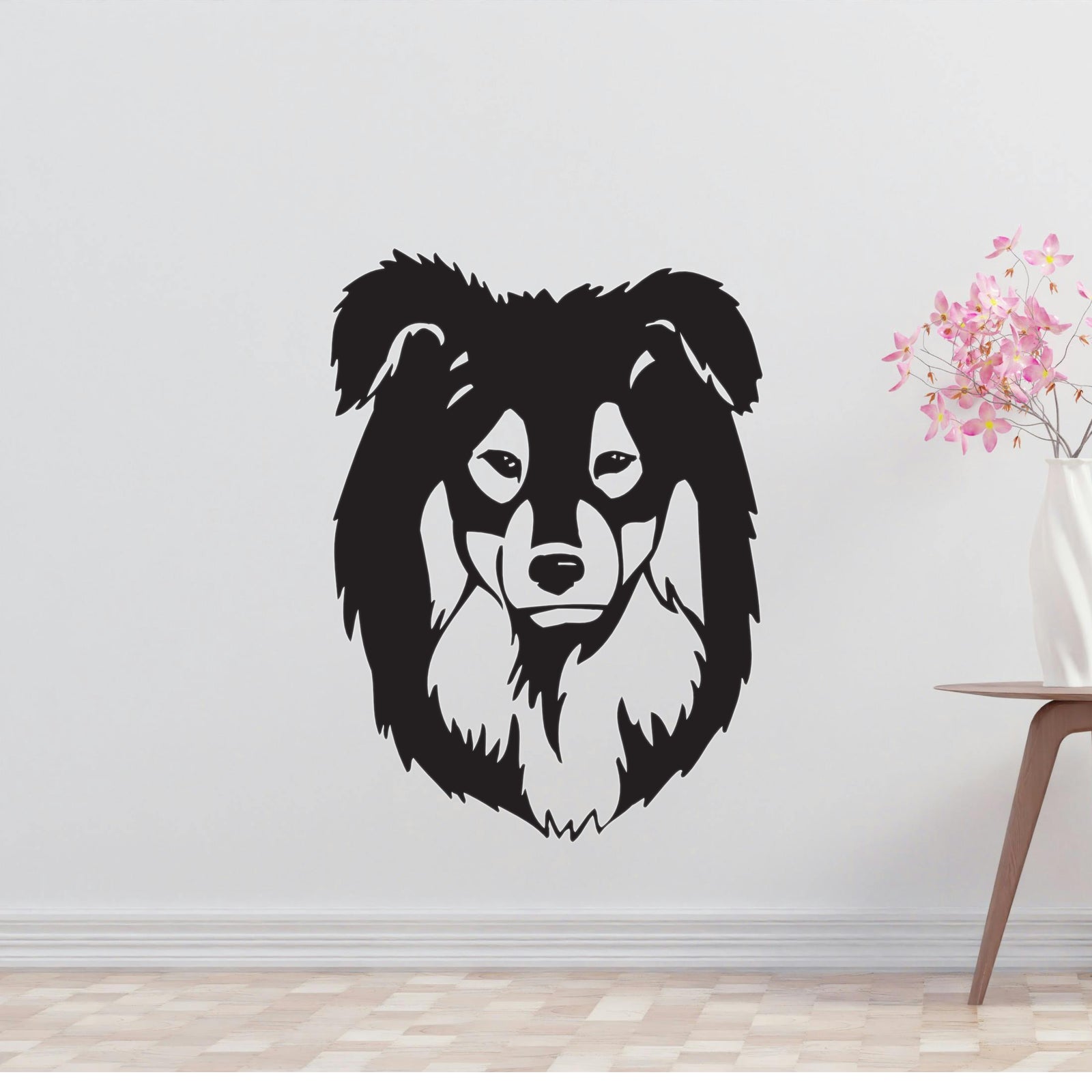 Miniature Australian Shepherd Dog Removable Vinyl Decal Matte Finish Home Decor for Indoor Walls