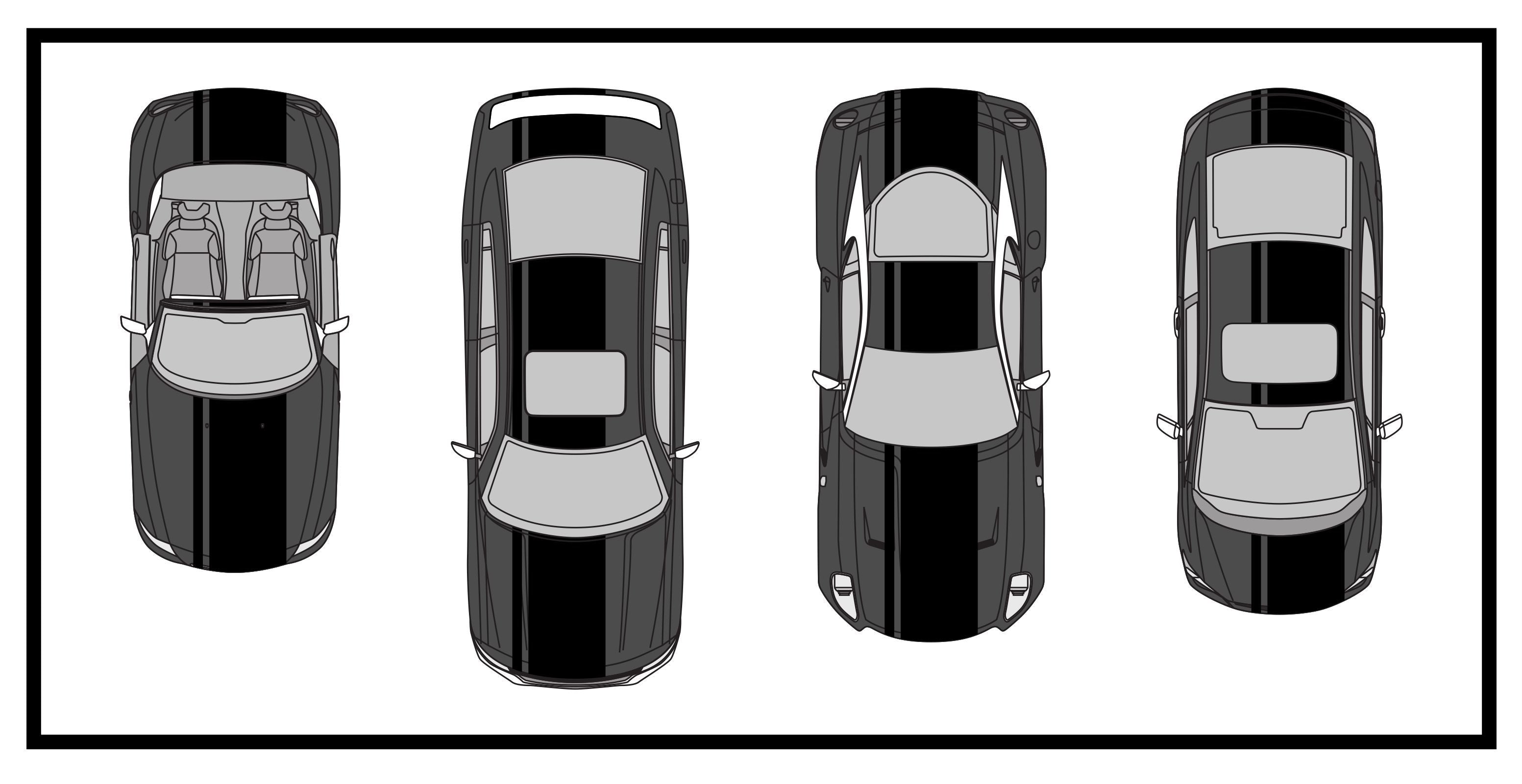 Dual Racing Stripes [3x] 3" , 2", 24" x 68" Self Healing Vinyl Fits All Vehicles
