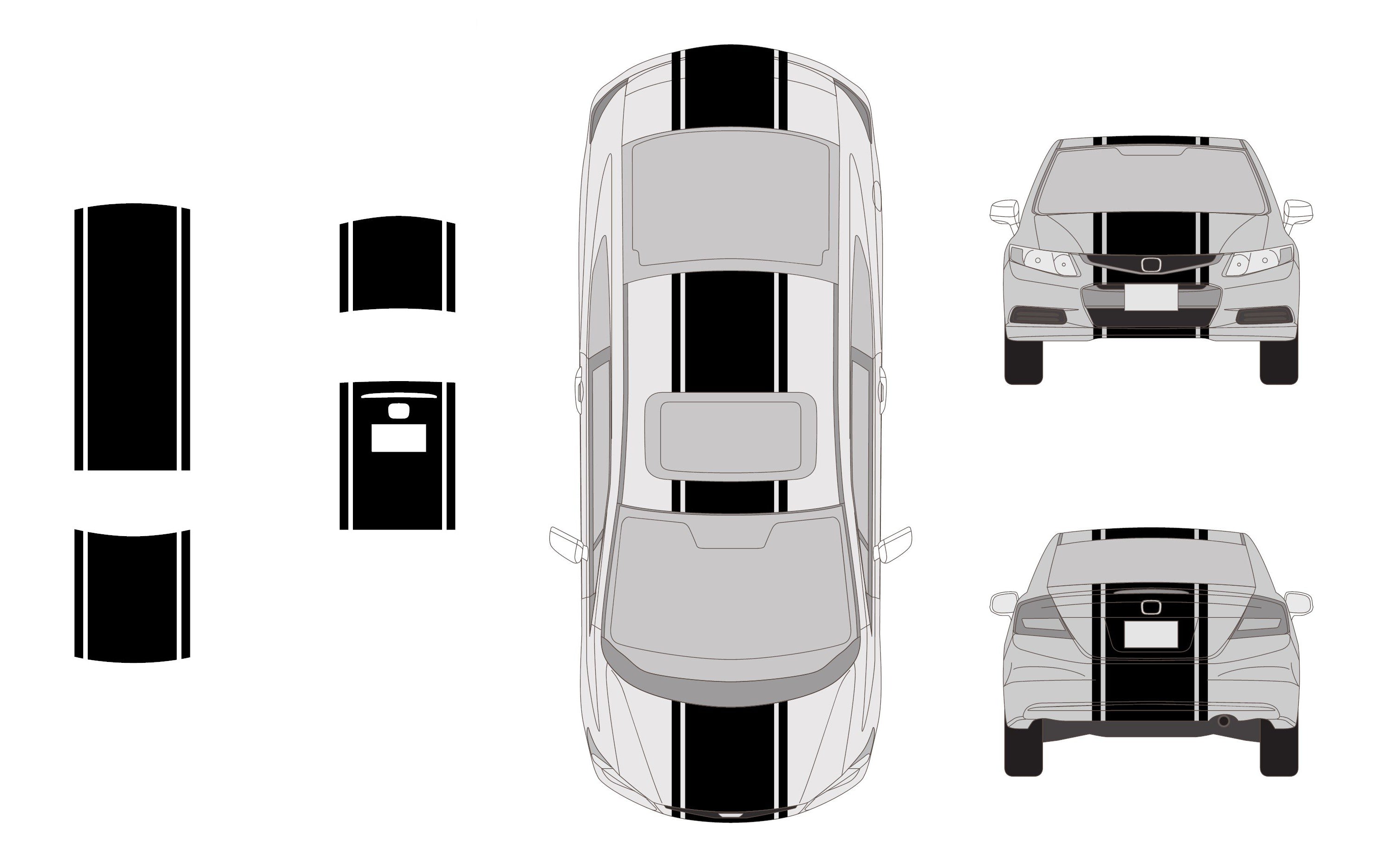 20" Racing Stripes w/pins Self Healing Vinyl fits Honda Civic Coup 2012 to 2015