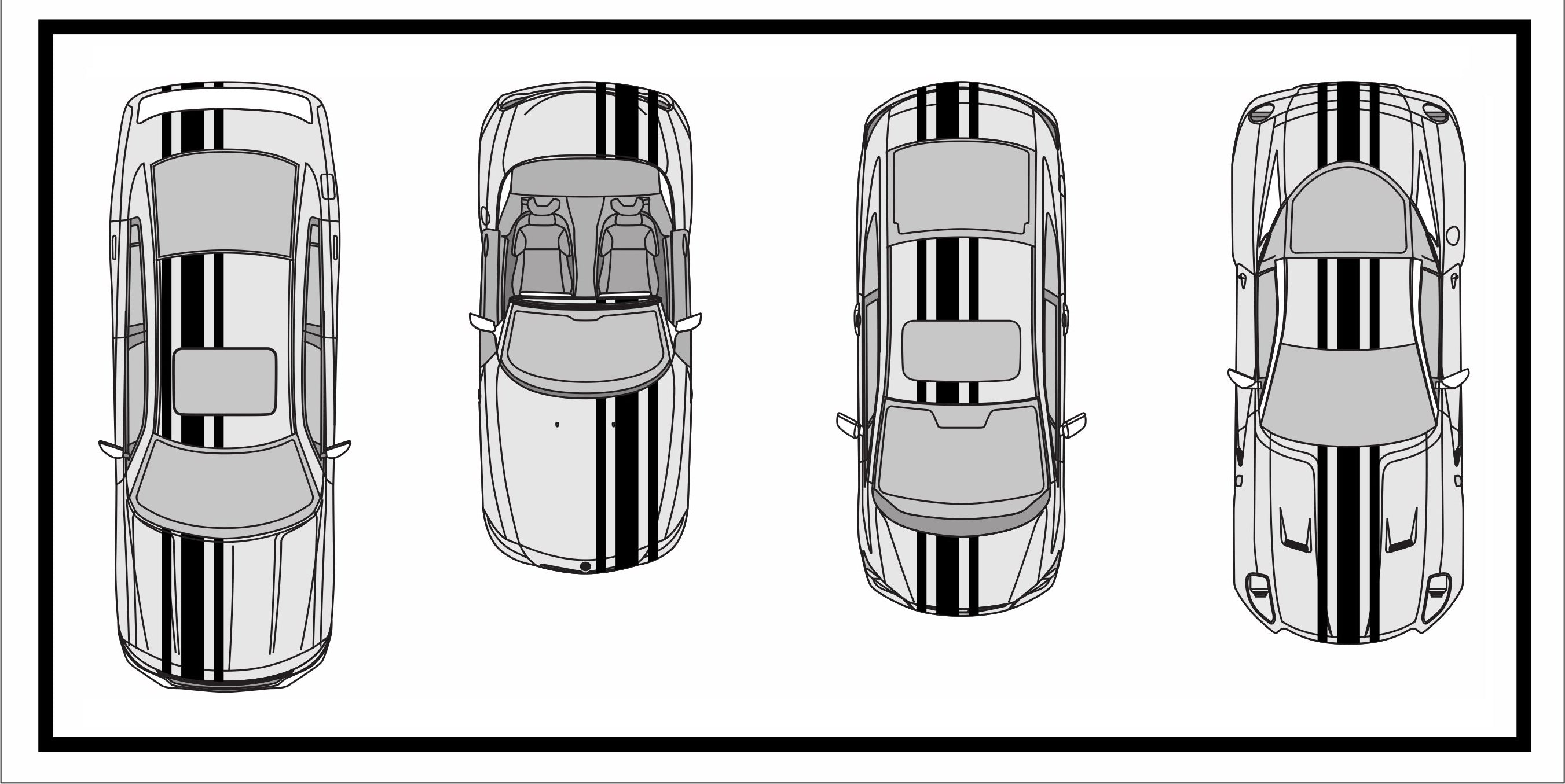 Racing Stripes & pinstripes [3x] 3" , 7", 3" x 70" Self Healing Air Release Vinyl Fits All Vehicles
