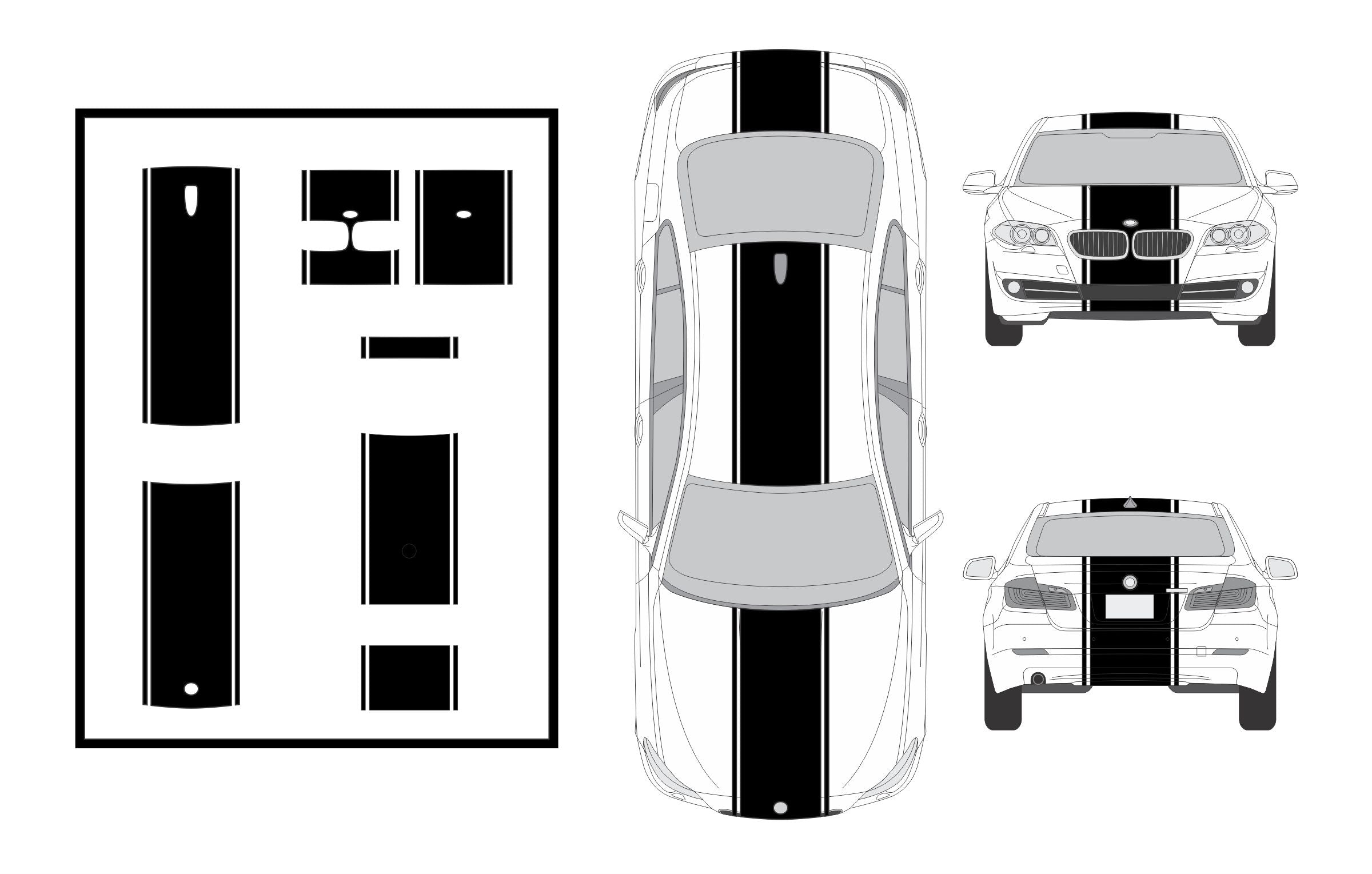 20" Racing Stripes w/pins Self Healing Vinyl fits BMW M5 2011 2016