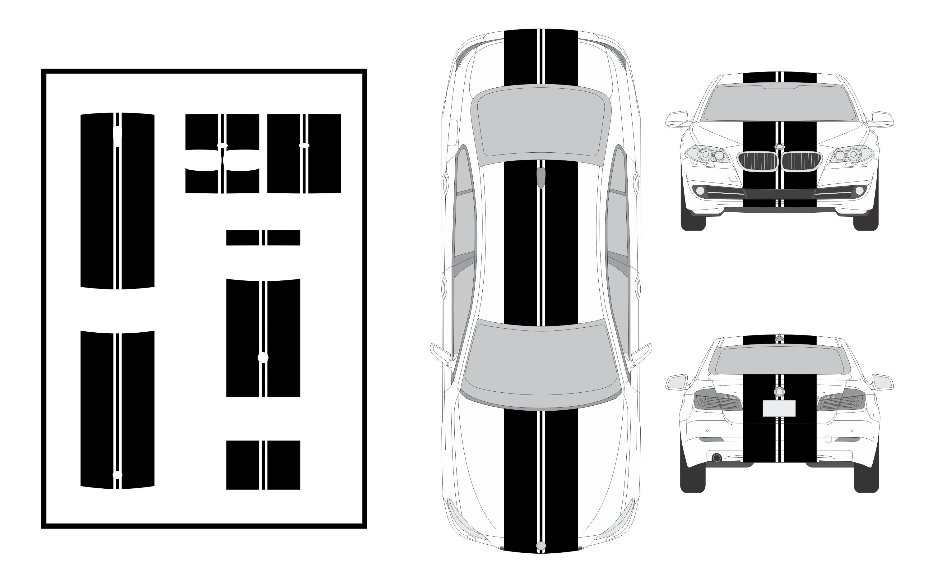 Dual 12" Racing Stripes w/pins Self Healing Vinyl fits BMW M5 2011 2016