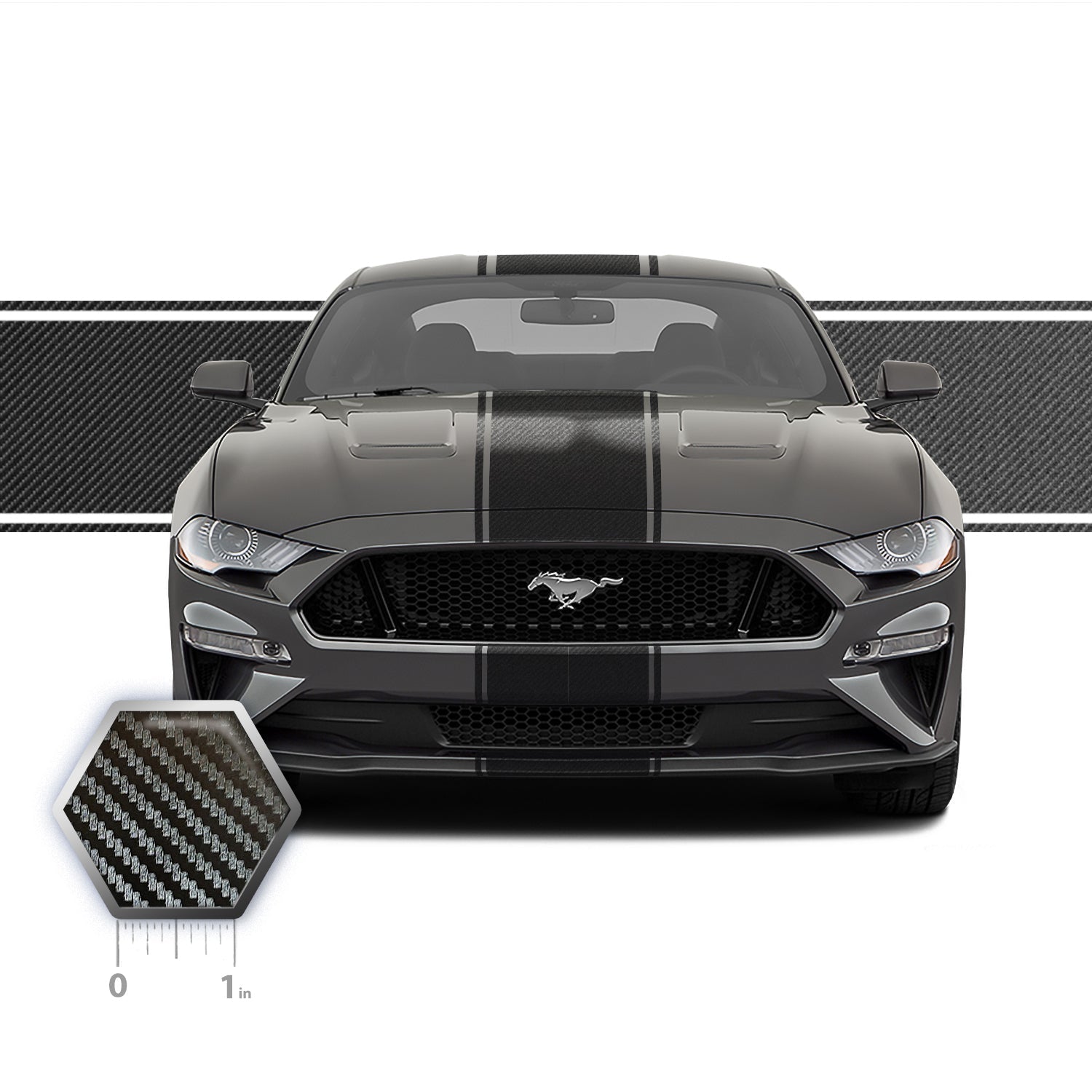 20" Racing Stripe GT 5.0 w/pins Self Healing Vinyl fits Ford Mustang 2015 to 2023