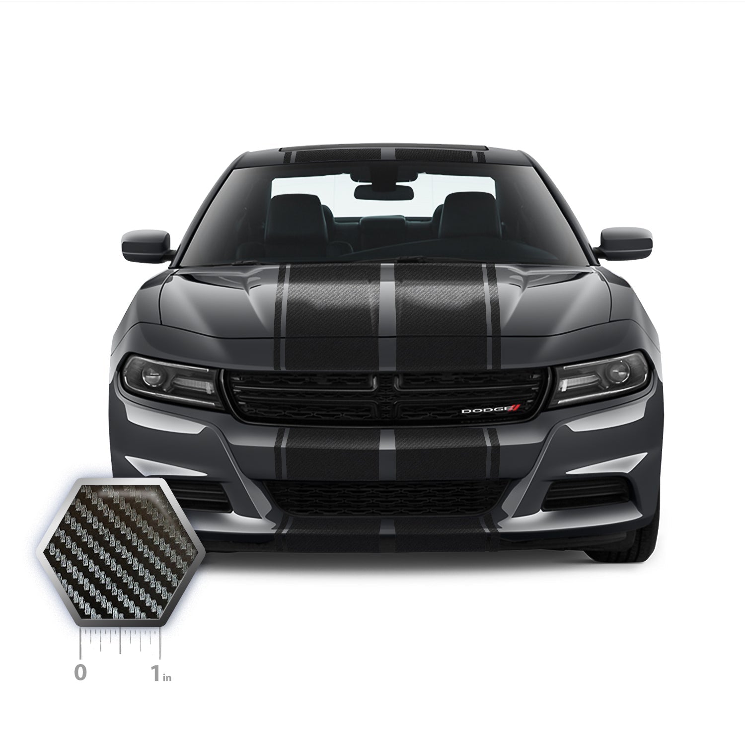 Dual 10" Racing Stripes with Pins Self Healing Vinyl fits Dodge Charger 2011 to 2022
