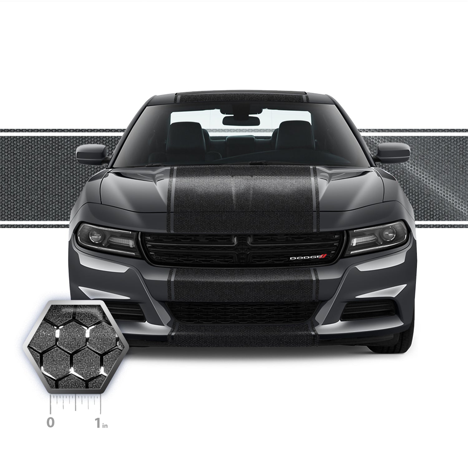 24" Racing Stripe w/pins Self Healing Vinyl fits Dodge Charger 2011 to 2022