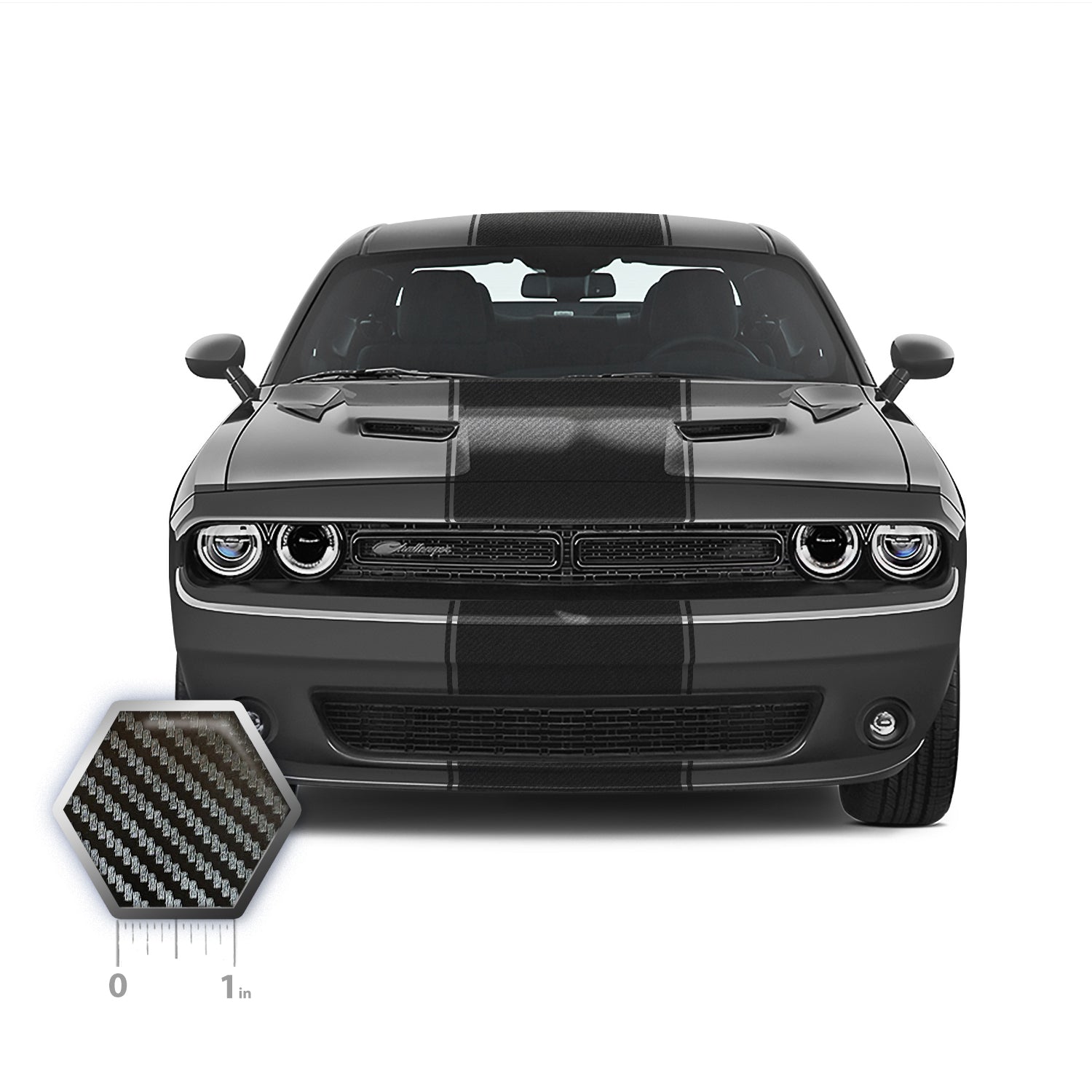 18" Racing Stripes w/pins Self Healing Vinyl fits Dodge Challenger 2008 to 2022