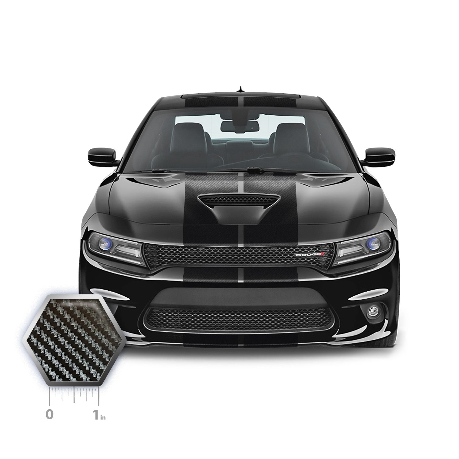 Dual 12" Racing Stripes Self Healing Vinyl fits Dodge Charger SRT 2012 to 2023