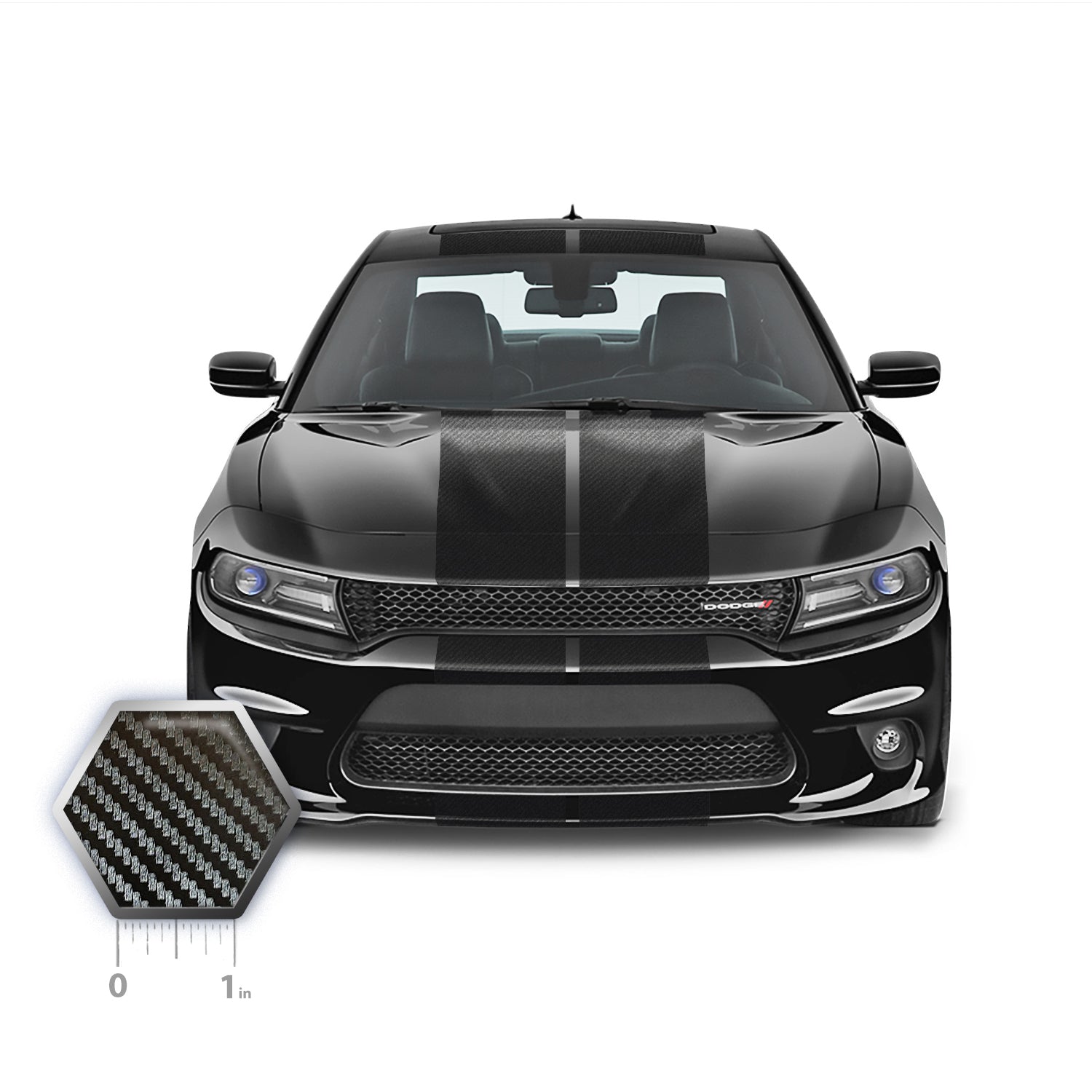 Dual 12" Racing Stripe Self Healing Vinyl fits Dodge Charger 2011 to 2022
